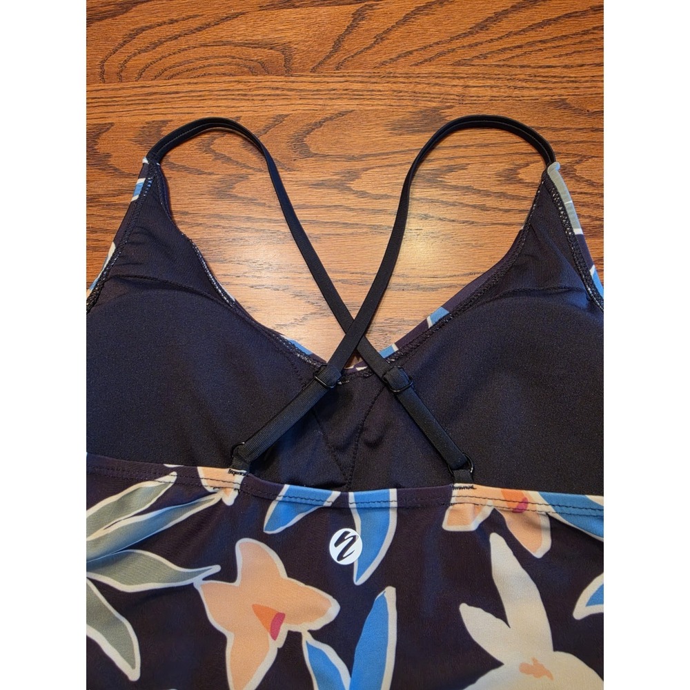 Nani Swimwear Raven V-Neck Tankini Top Womens Size Medium Floral Ruched - Picture 4 of 5